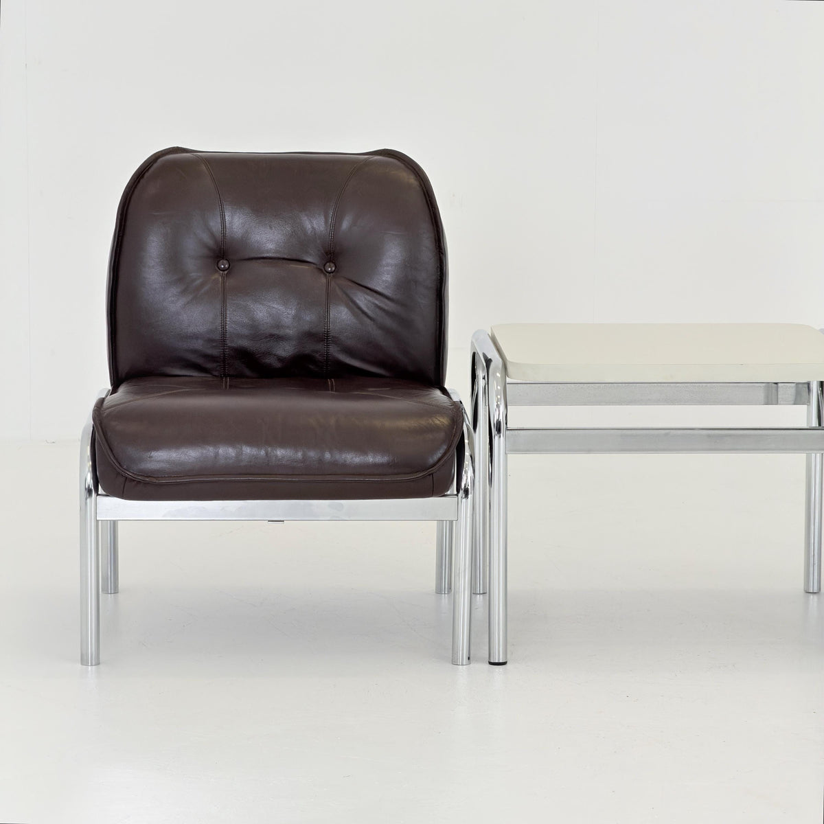1 of 3 Mid century Girsberger Eurochair white coffee Table, Swiss 1980s,