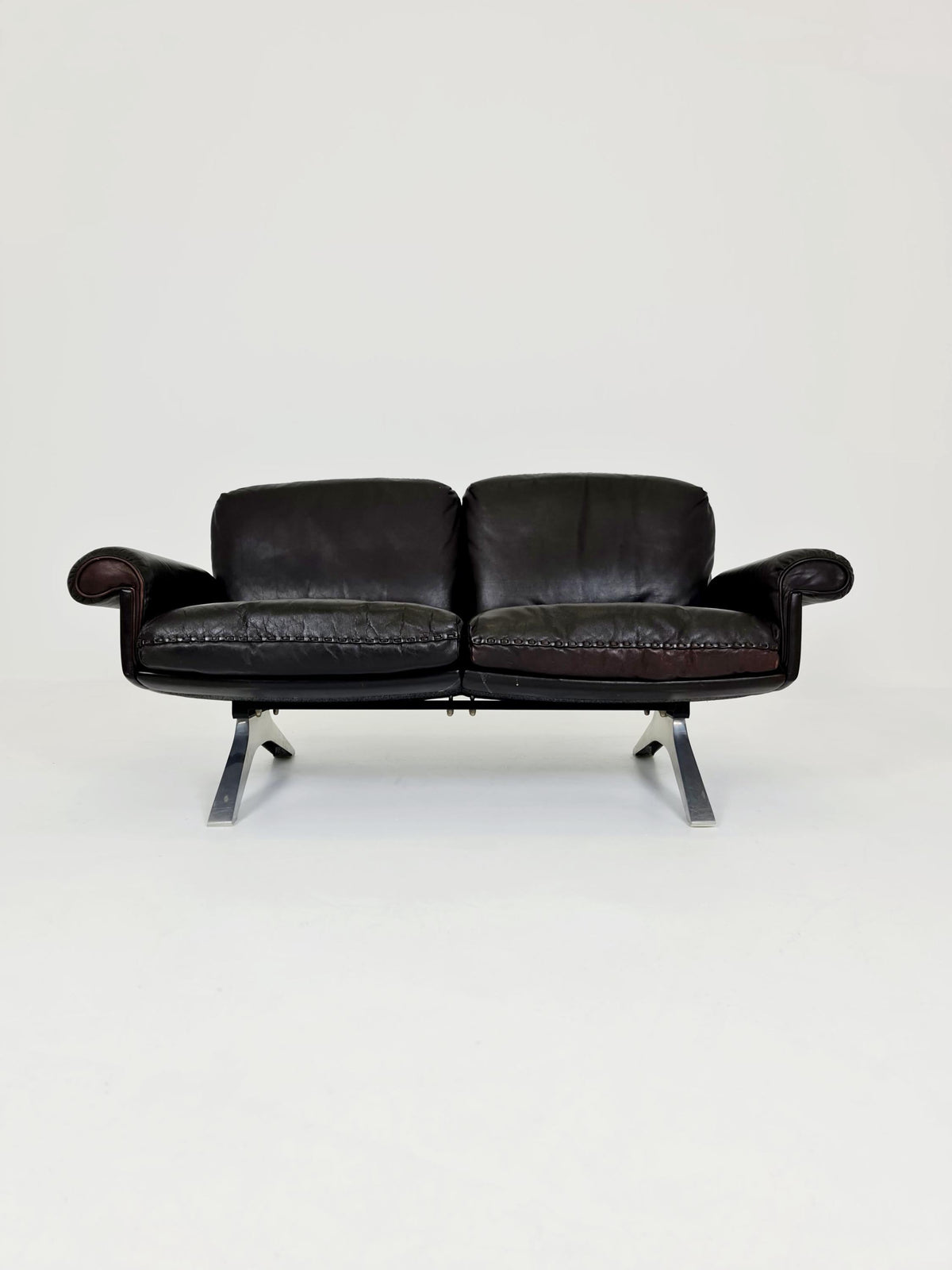 Vintage Swiss leather Lounge Sofa 2 seater by De Sede Ds 31 Switzerland, 1970s