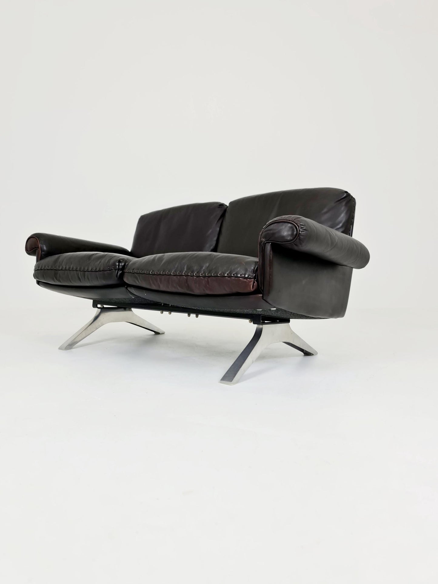 Vintage Swiss leather Lounge Sofa 2 seater by De Sede Ds 31 Switzerland, 1970s