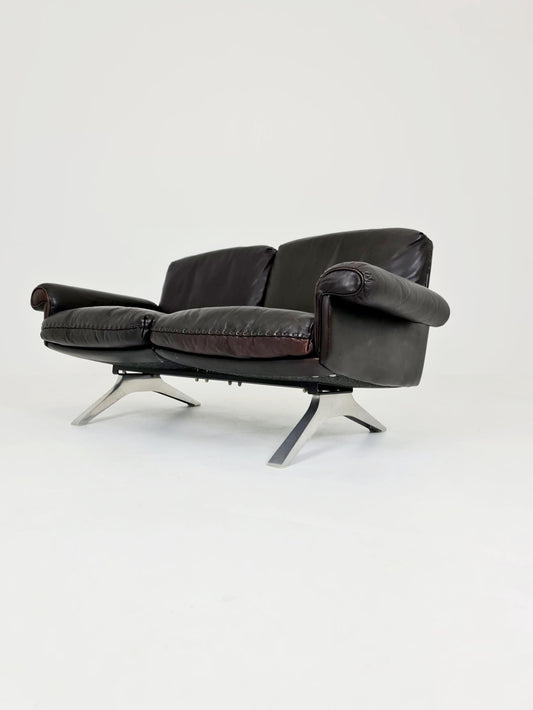 Vintage Swiss leather Lounge Sofa 2 seater by De Sede Ds 31 Switzerland, 1970s