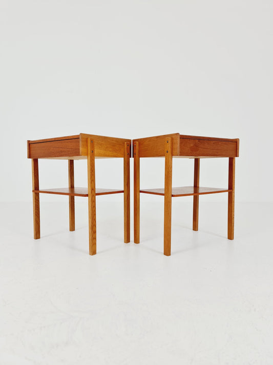 Pair of Swedish Midcentury Teak Vintage Side table/ Bedside table/ Night stand by AB Bjärni Bjärnum 1960s
