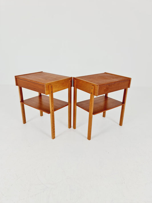Pair of Swedish Midcentury Teak Vintage Side table/ Bedside table/ Night stand by AB Bjärni Bjärnum 1960s