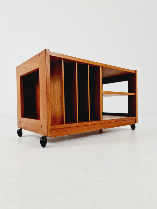 Midcentury Danish solid teak vintage sideboard, tv/record/audio rack by Dyrlund, 1960s