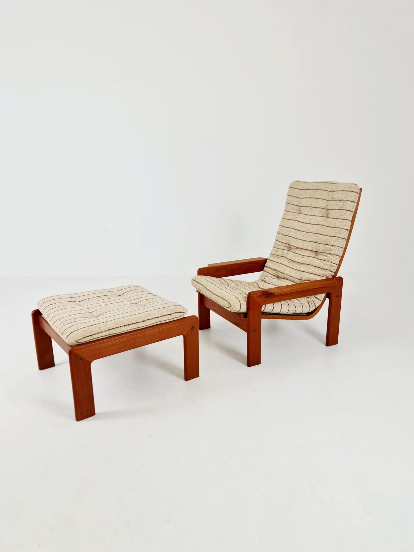 Mid century teak easy lounge chair with Ottoman by Arne Wahl Iversen for Komfort , 1960s