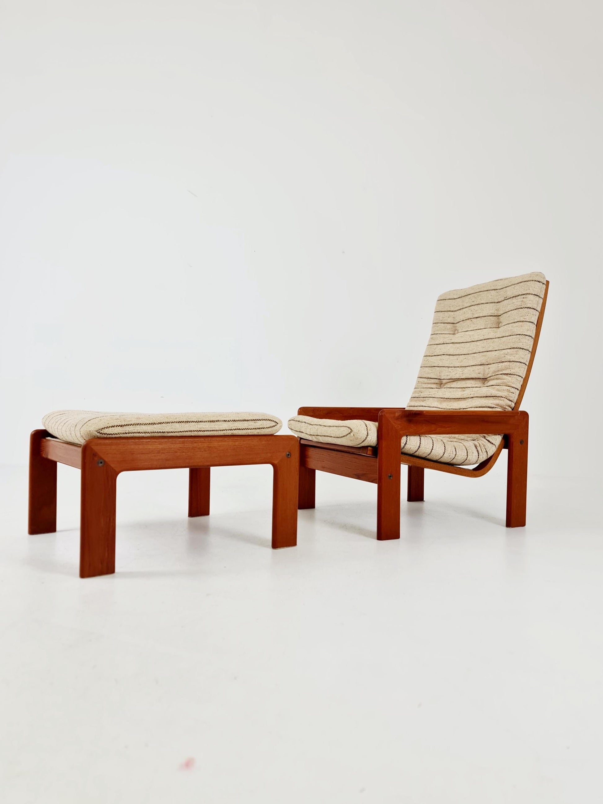 Mid century teak easy lounge chair with Ottoman by Arne Wahl Iversen for Komfort , 1960s