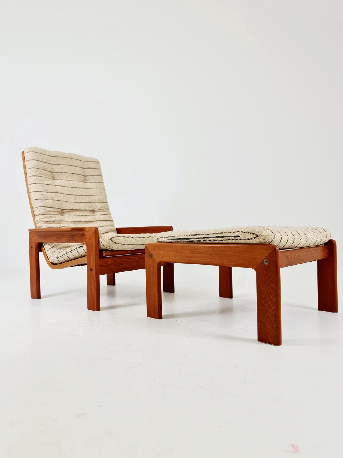 Mid century teak easy lounge chair with Ottoman by Arne Wahl Iversen for Komfort , 1960s