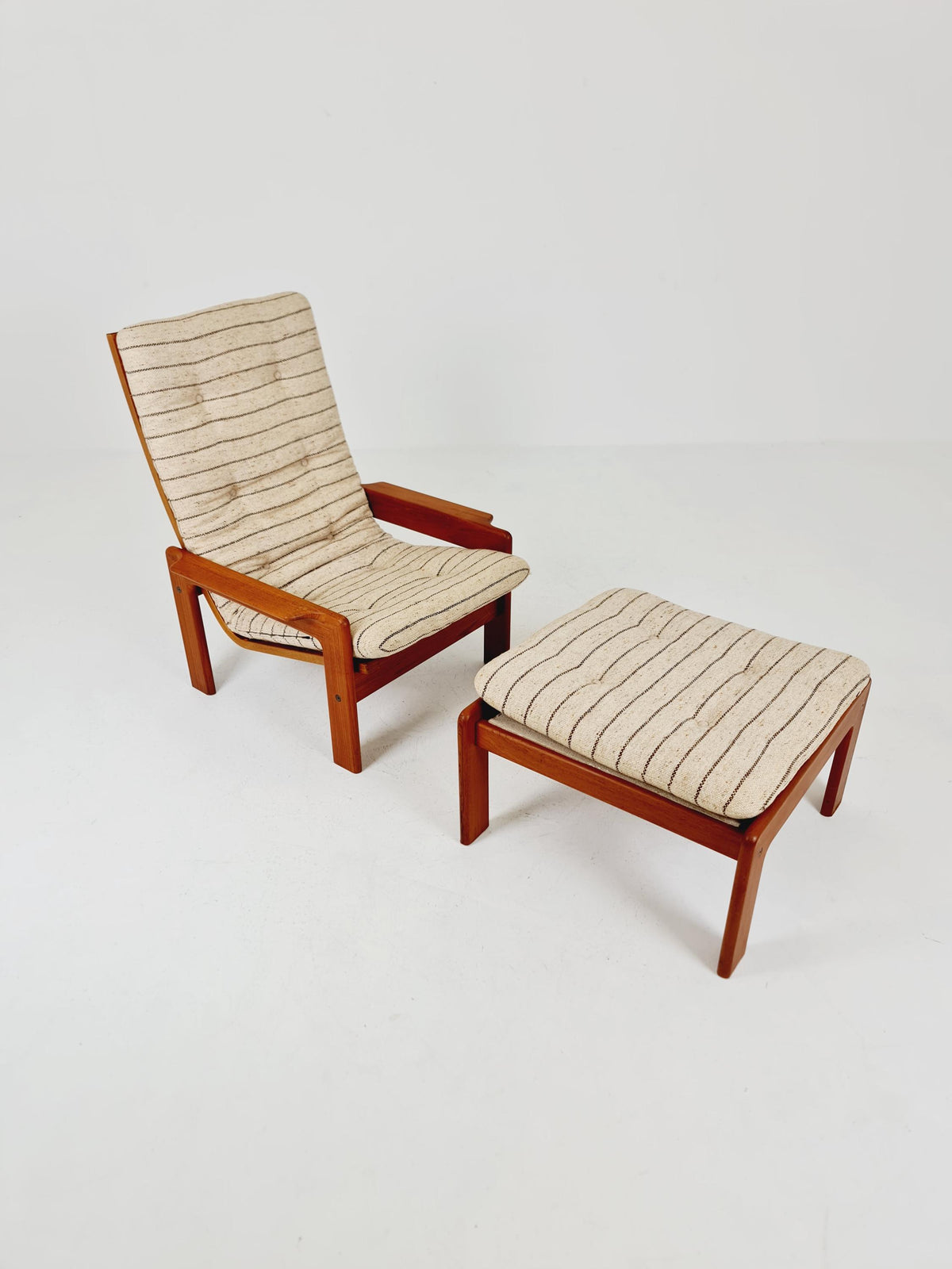 Mid century teak easy lounge chair with Ottoman by Arne Wahl Iversen for Komfort , 1960s
