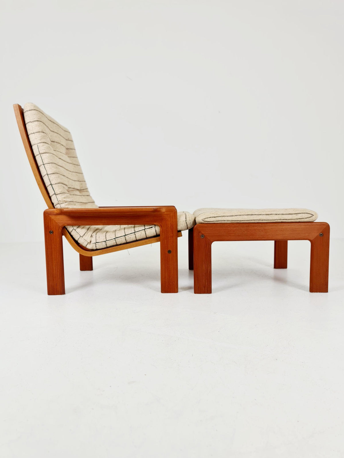 Mid century teak easy lounge chair with Ottoman by Arne Wahl Iversen for Komfort , 1960s