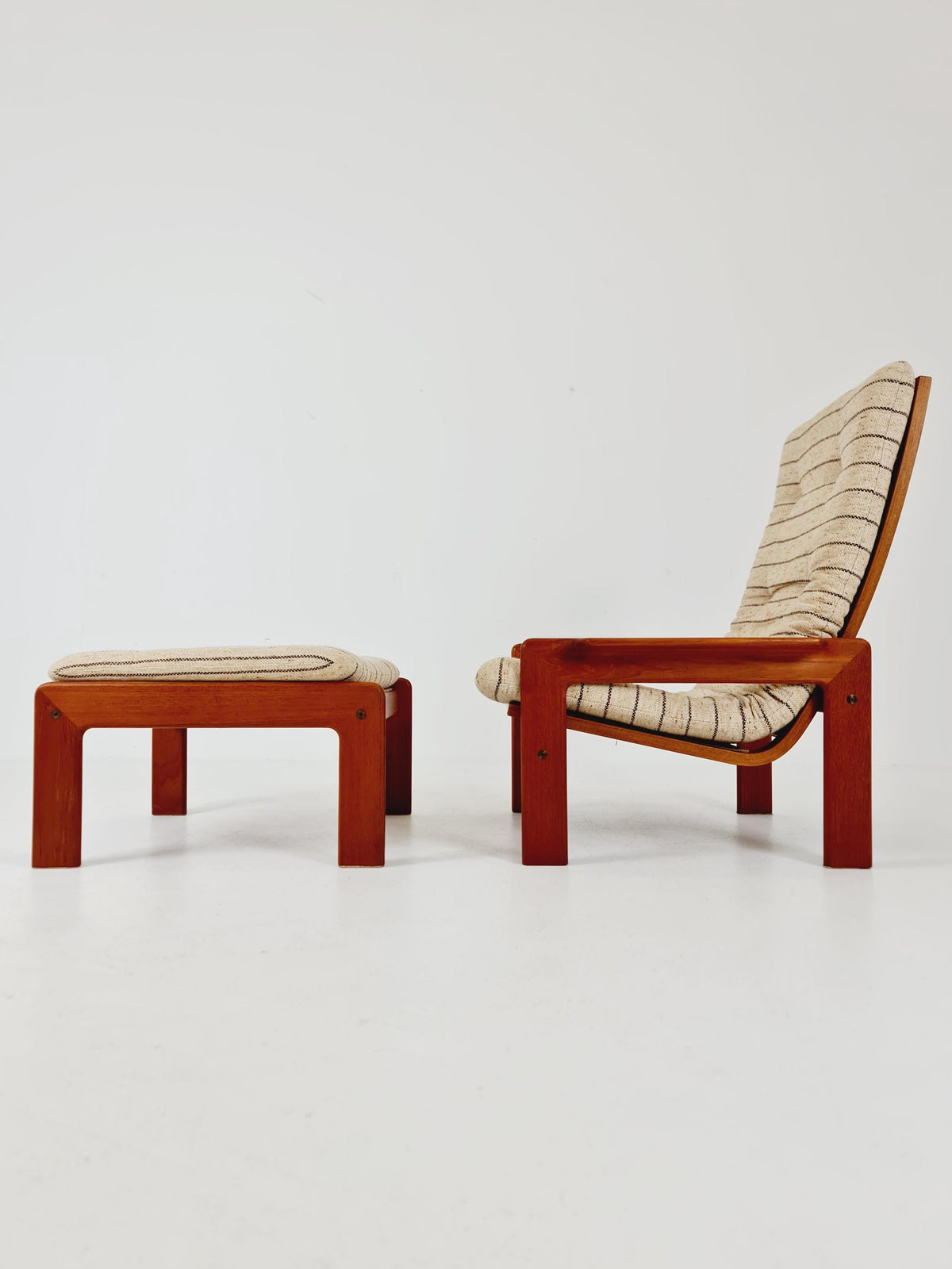 Mid century teak easy lounge chair with Ottoman by Arne Wahl Iversen for Komfort , 1960s