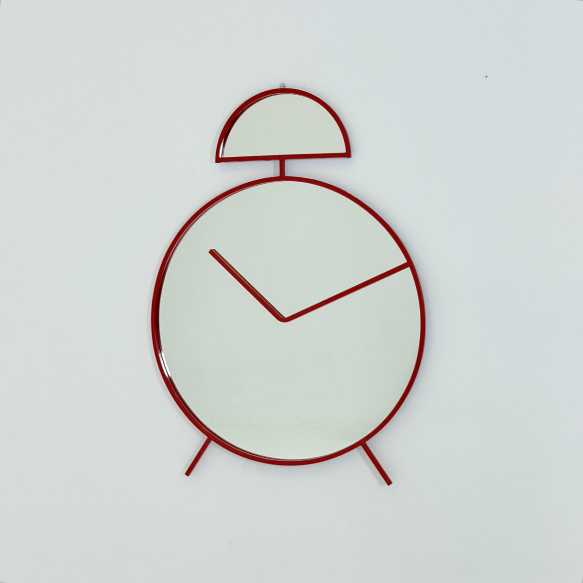 1 of 2 Mid-Century Pop Art Alarm Clock Wall Mirror by Pilm | 1970s Italy