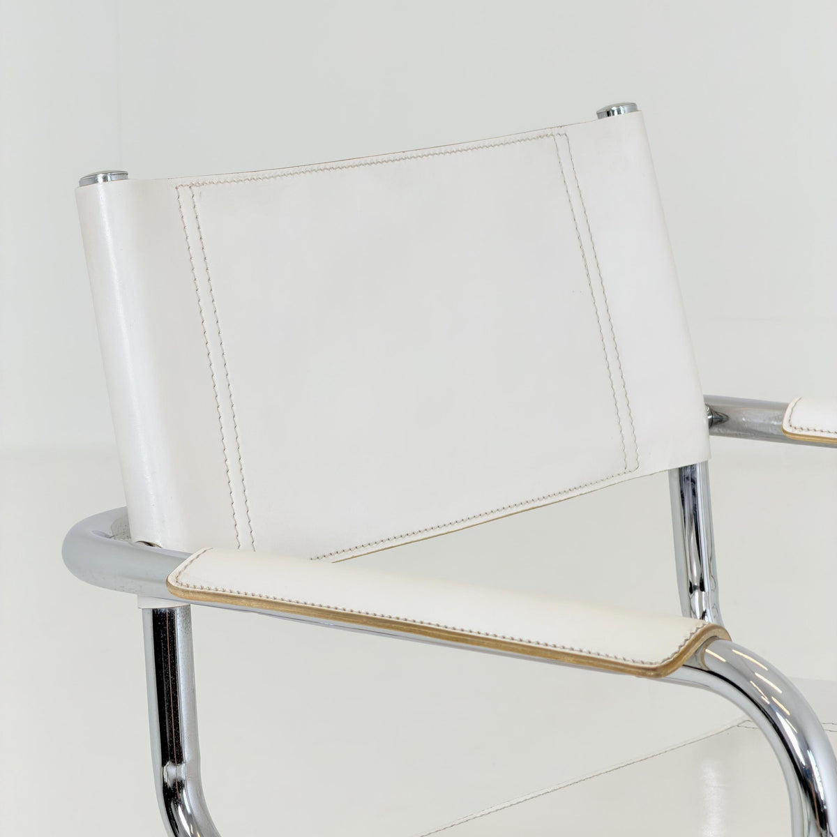Set of 2 Mid-Century Bauhaus S34 White Leather Armchairs by Centro Studio Italy,, 1980s