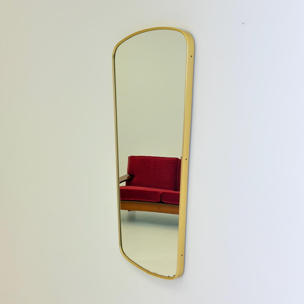 Rare Mid-Century Modern brass kidney Wall Mirror – by Arax zierspiegep western Germany, 1960s