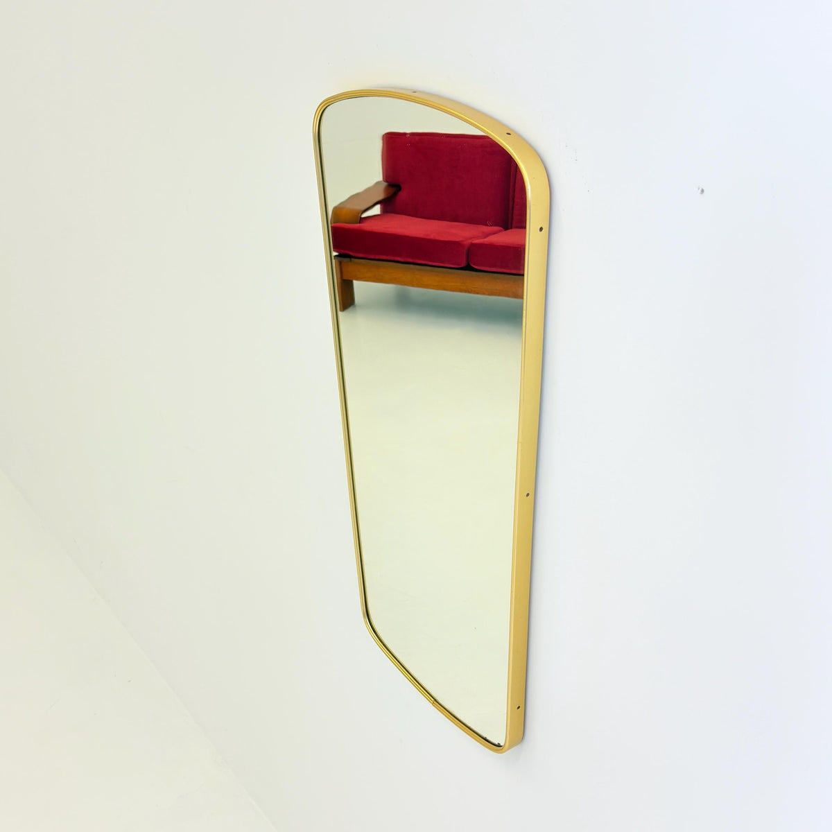 Rare Mid-Century Modern brass kidney Wall Mirror – by Arax zierspiegep western Germany, 1960s