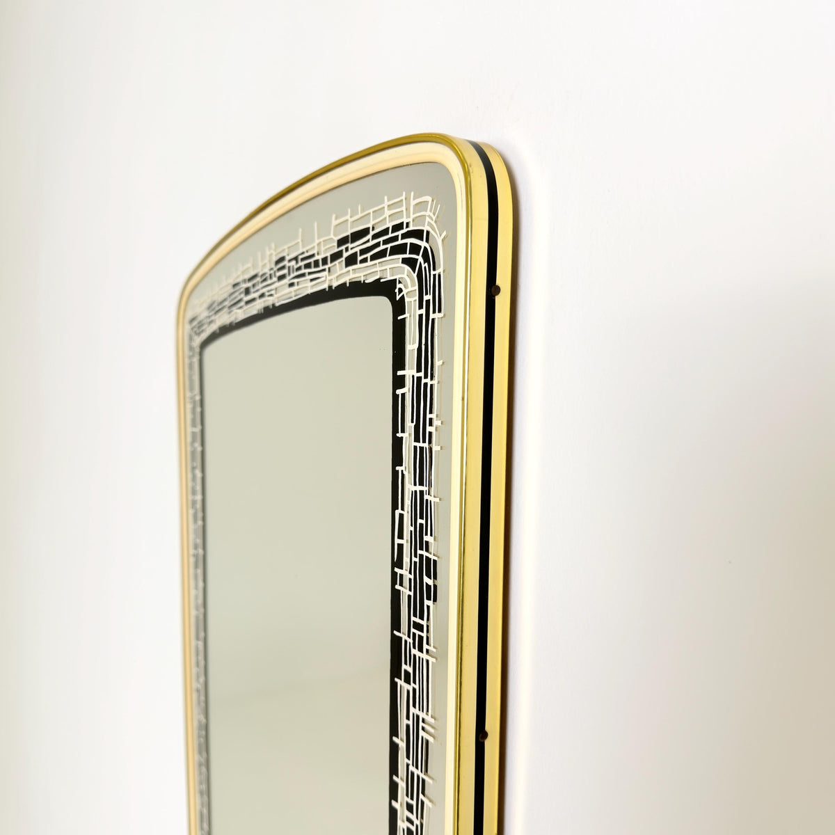 Rare Mid-Century Modern Wall Mirror with Black Mosaic Glass Detail, Germany 1960s