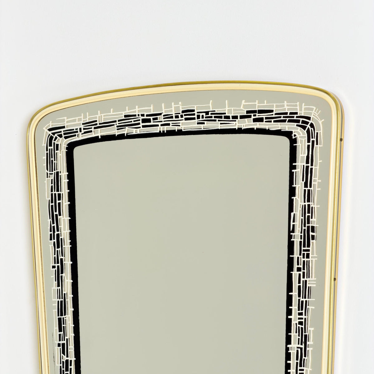 Rare Mid-Century Modern Wall Mirror with Black Mosaic Glass Detail, Germany 1960s