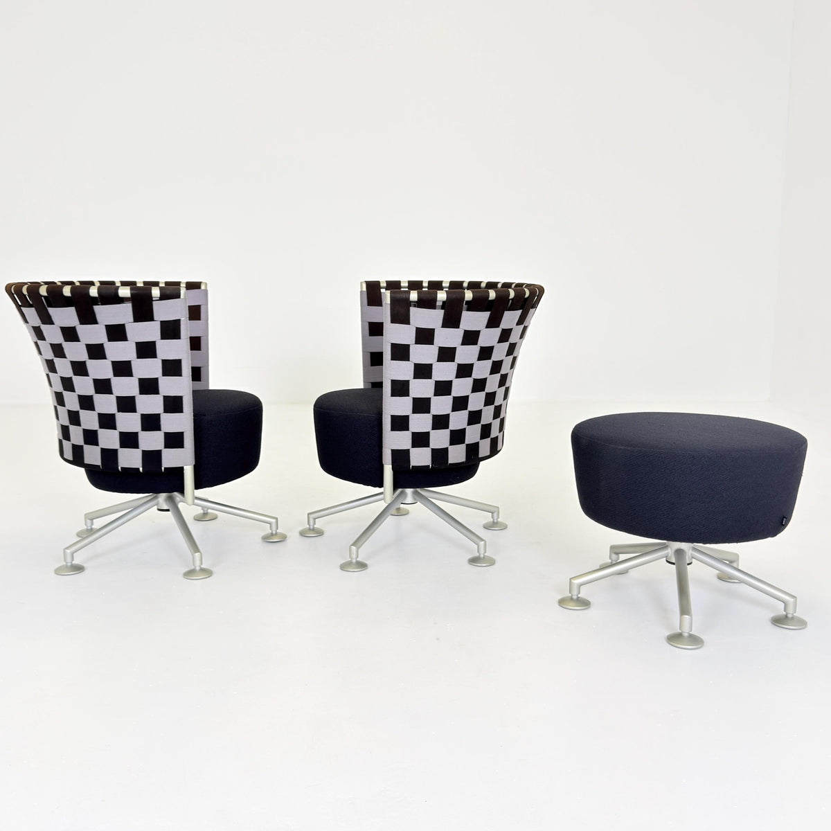 Mid century modern Peter Maly Circus Lounge Chairs & Ottoman for COR Germany, 1990s