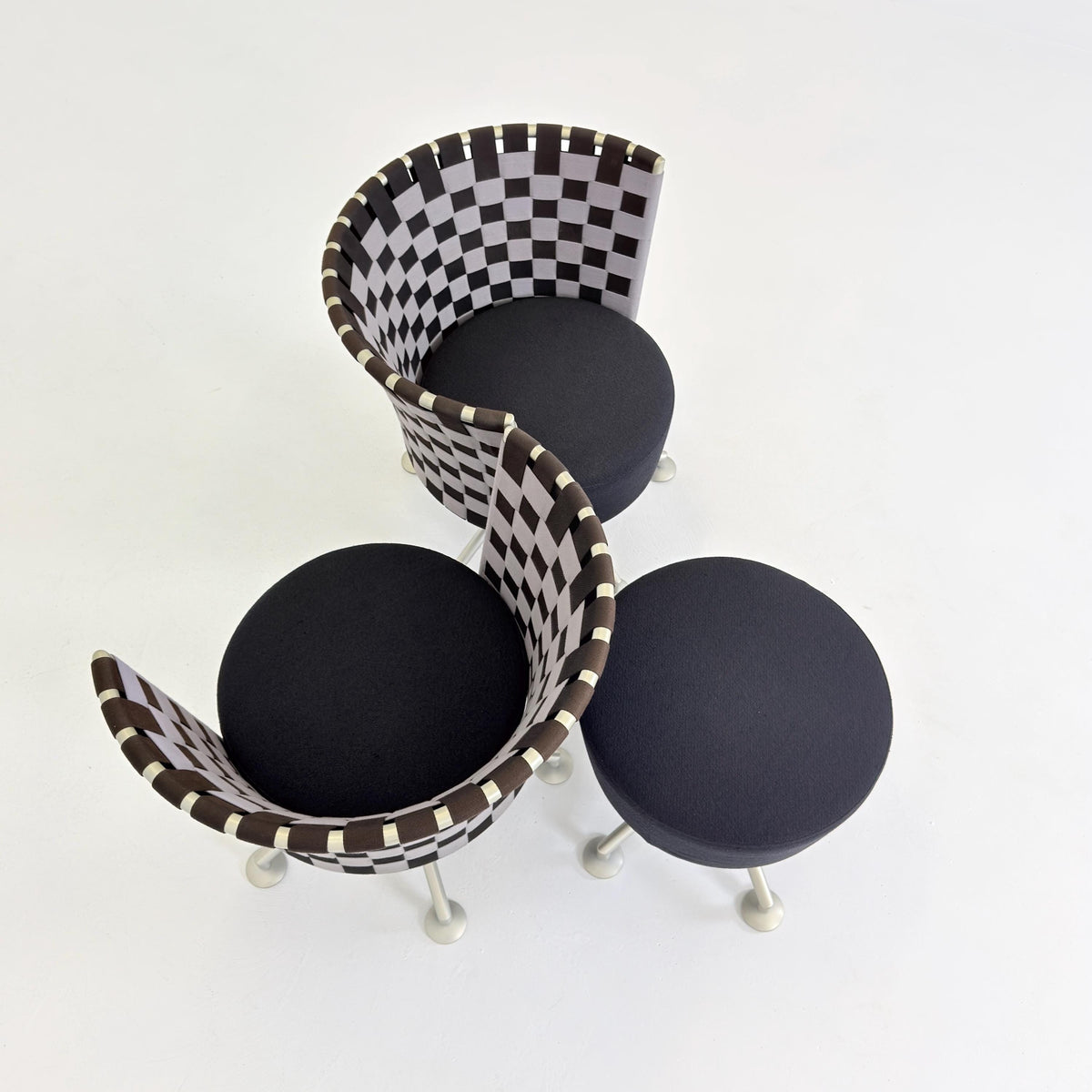 Mid century modern Peter Maly Circus Lounge Chairs & Ottoman for COR Germany, 1990s