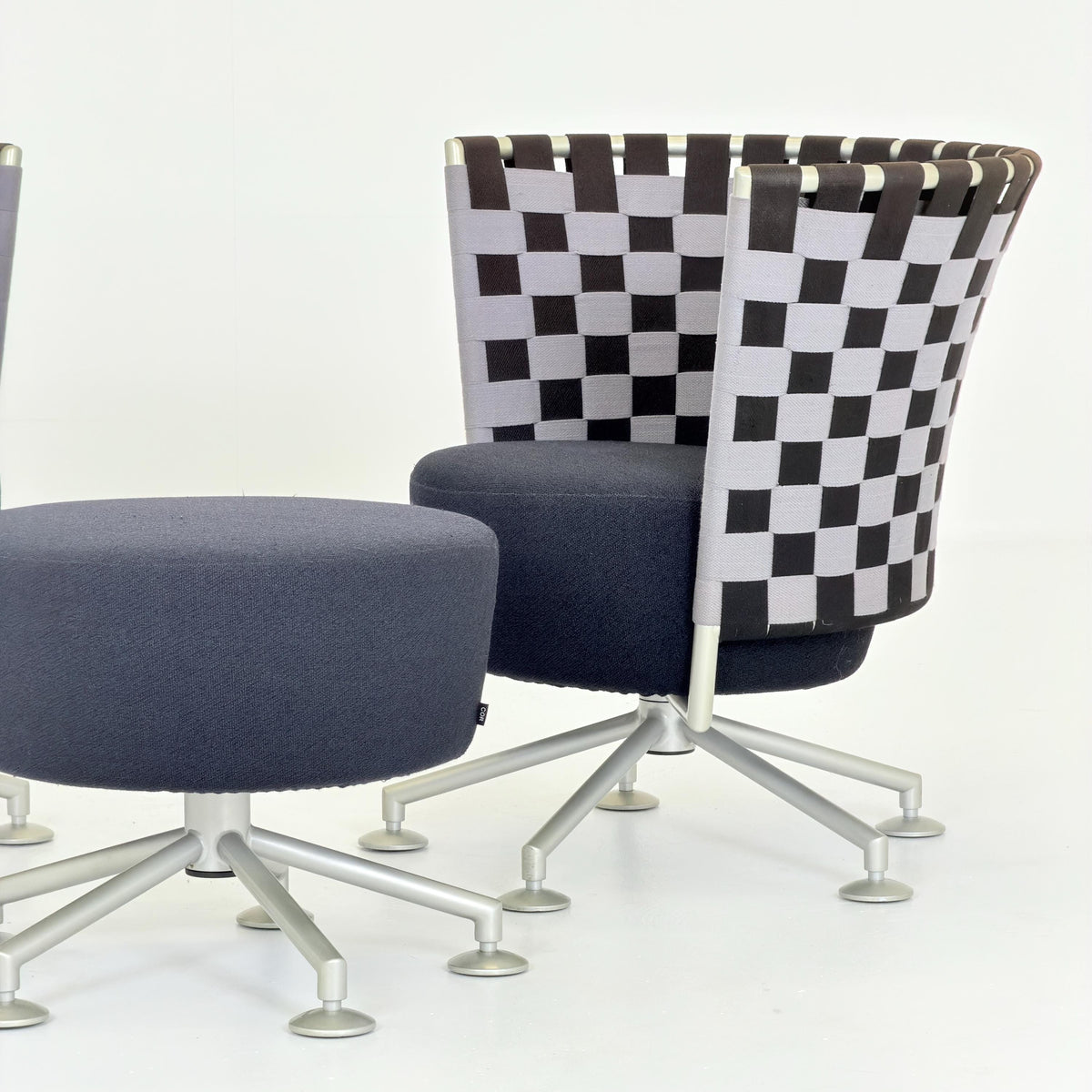 Mid century modern Peter Maly Circus Lounge Chairs & Ottoman for COR Germany, 1990s