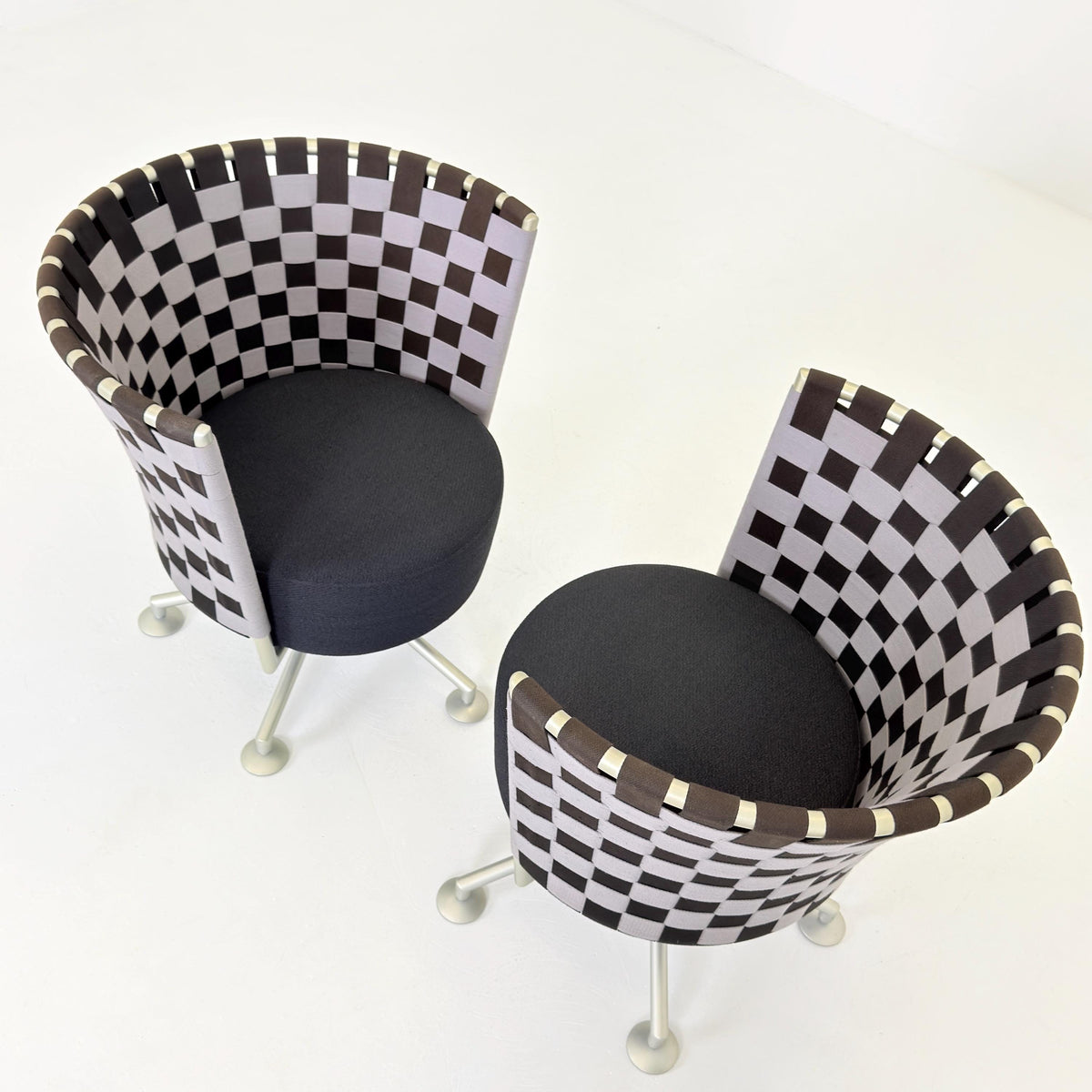 Mid century modern Peter Maly Circus Lounge Chairs & Ottoman for COR Germany, 1990s