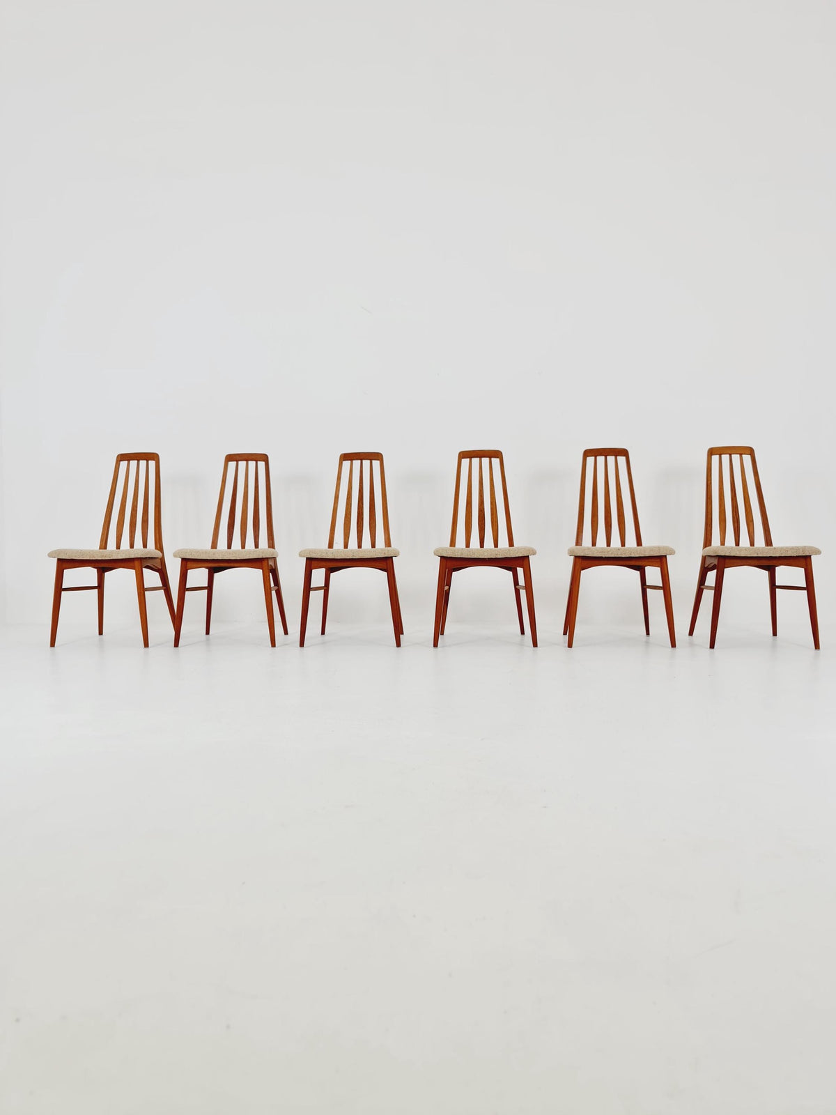 Midcentury teak Dining Eva chairs by Niels Koefoed for Koefoeds Hornslet 1960s, set of 6