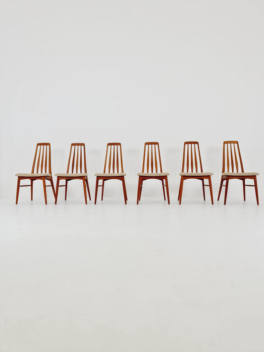 Midcentury teak Dining Eva chairs by Niels Koefoed for Koefoeds Hornslet 1960s, set of 6