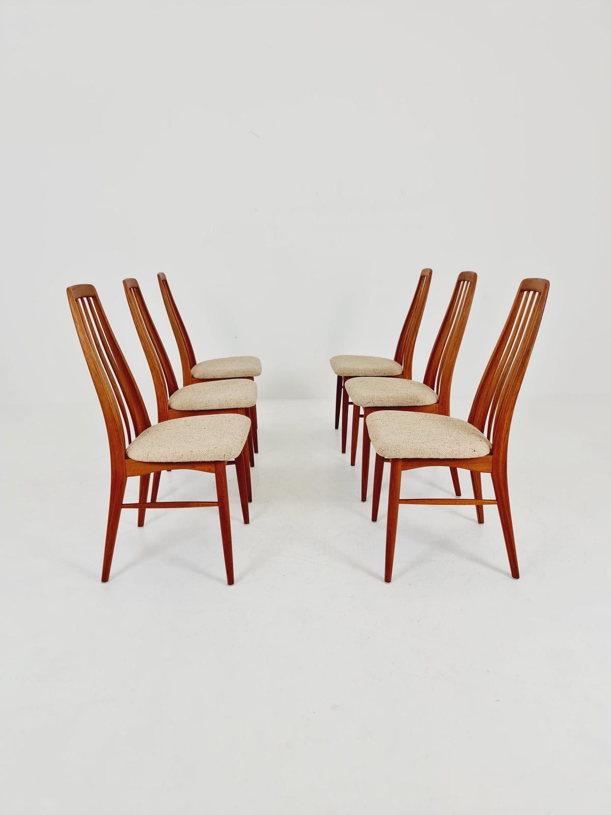 Midcentury teak Dining Eva chairs by Niels Koefoed for Koefoeds Hornslet 1960s, set of 6