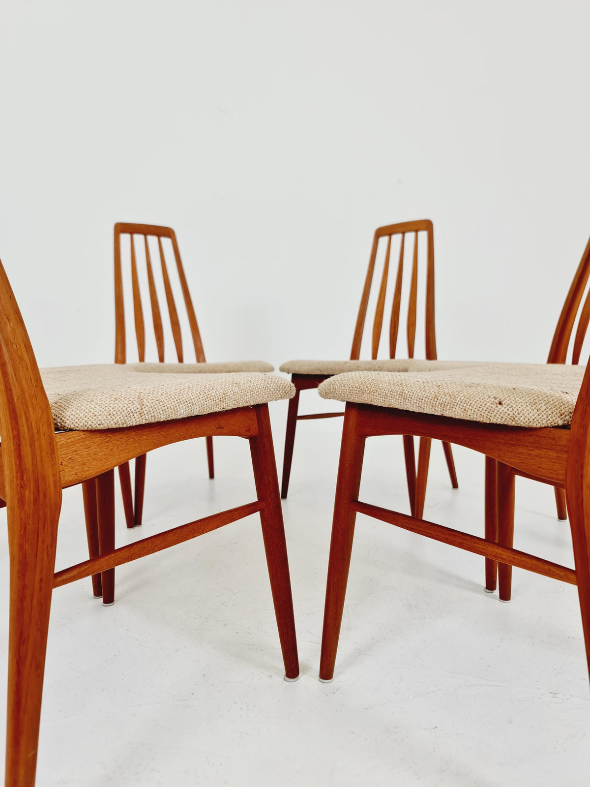 Midcentury teak Dining Eva chairs by Niels Koefoed for Koefoeds Hornslet 1960s, set of 6