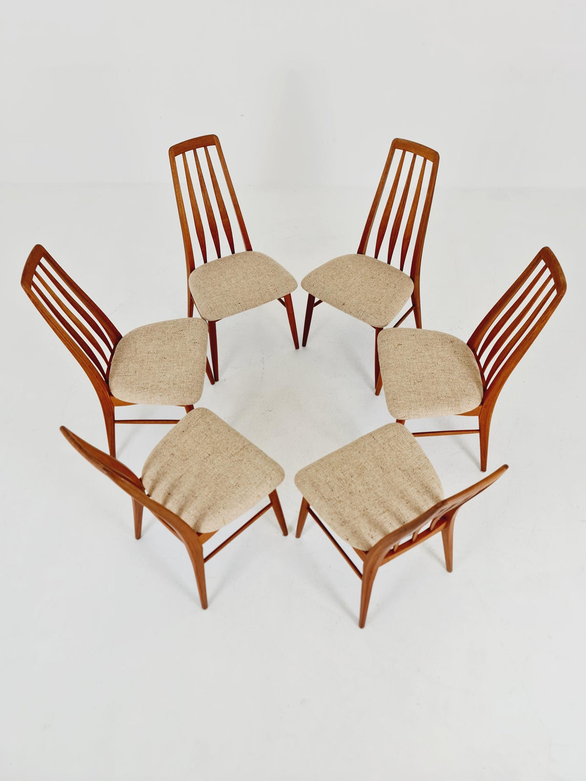 Midcentury teak Dining Eva chairs by Niels Koefoed for Koefoeds Hornslet 1960s, set of 6