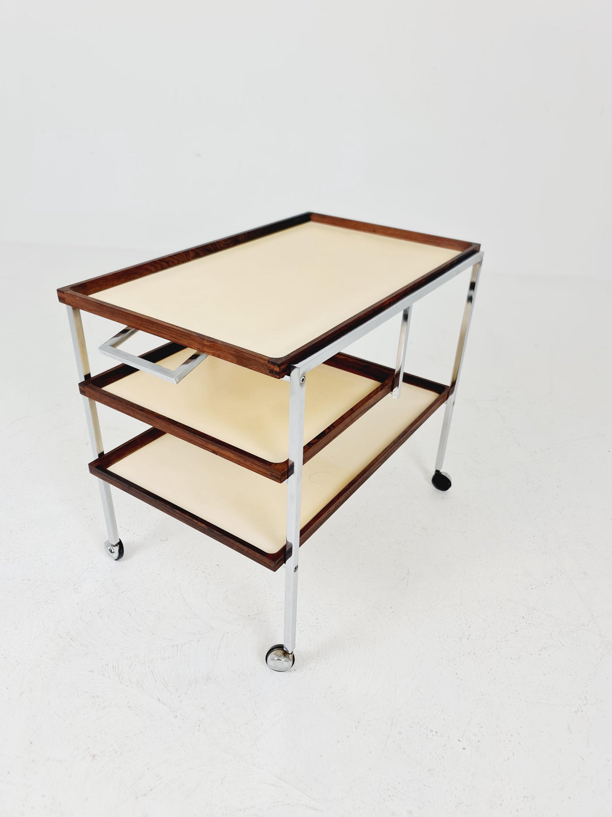 Rare Vintage Danish mid century trolley bar cart by Poul Nørreklit for cabinetmaker E. Pedersen 1960s