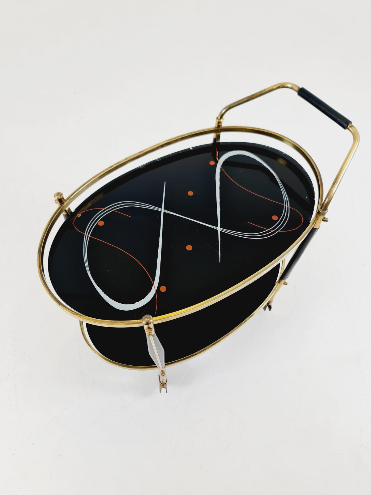 Rare Vintage Italian mid century trolley bar cart in Brass 1950s