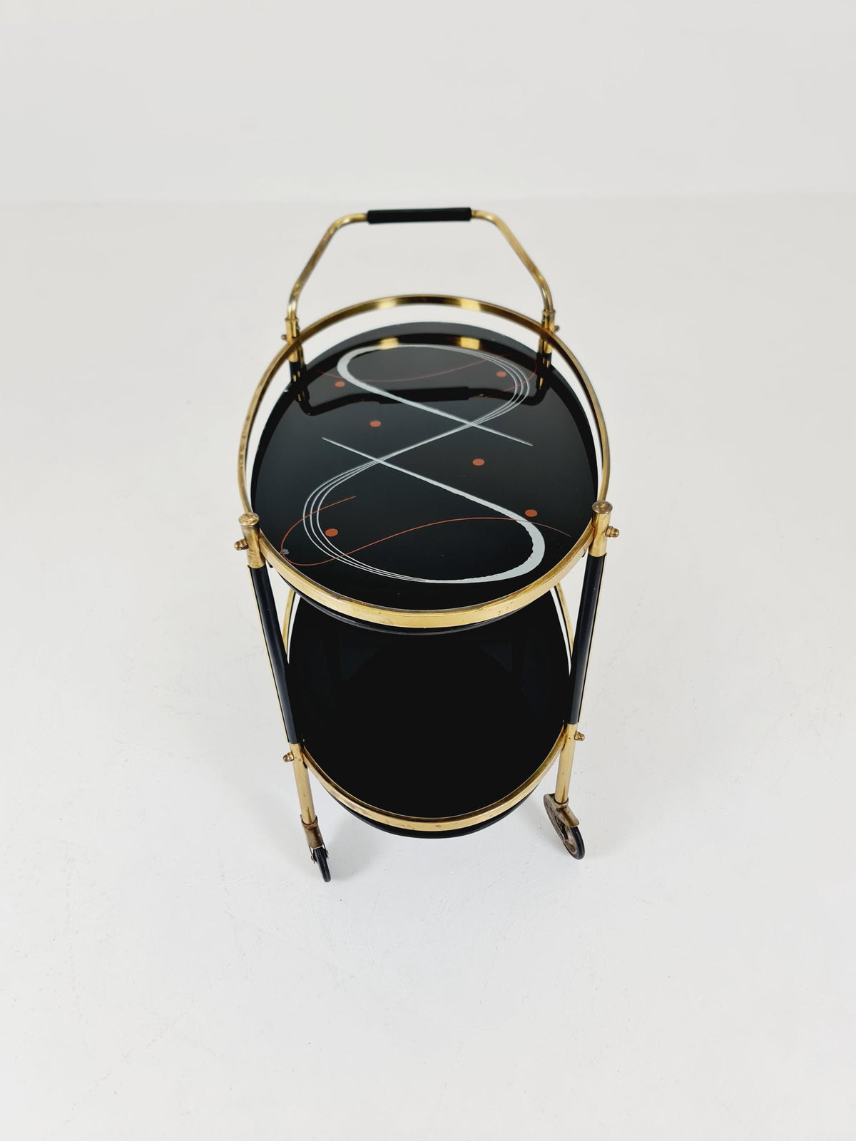Rare Vintage Italian mid century trolley bar cart in Brass 1950s