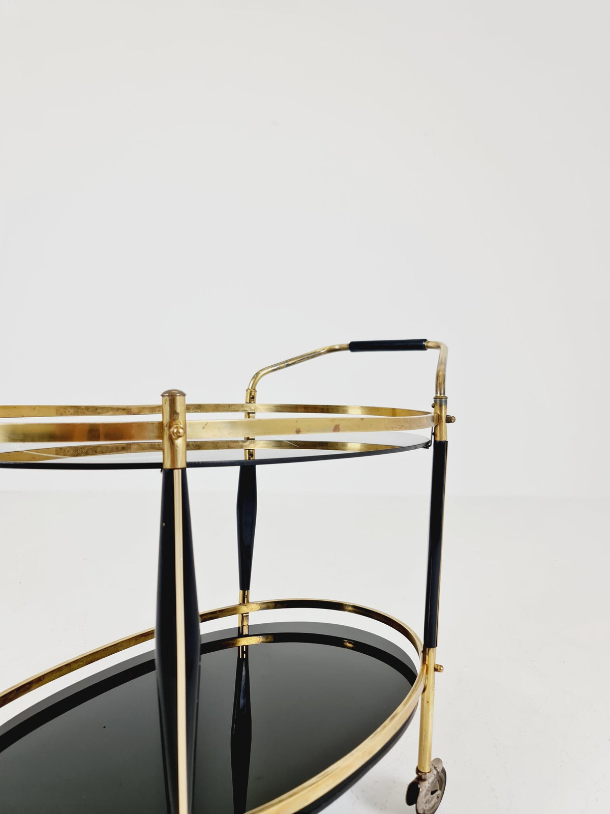 Rare Vintage Italian mid century trolley bar cart in Brass 1950s