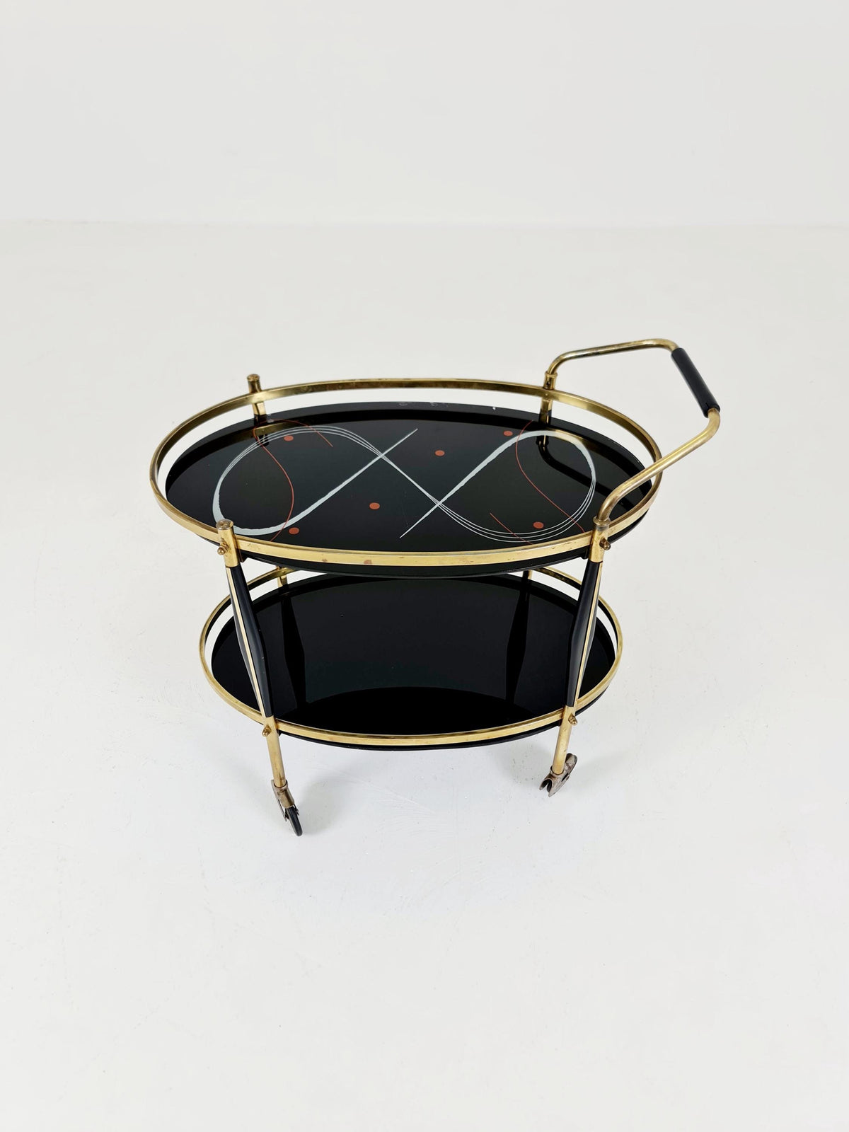 Rare Vintage Italian mid century trolley bar cart in Brass 1950s