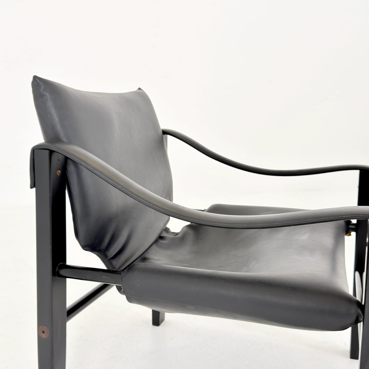 Mid century black edition leather Safari armchairs from Arkana by Maurice Burke, United Kingdom 1970s England