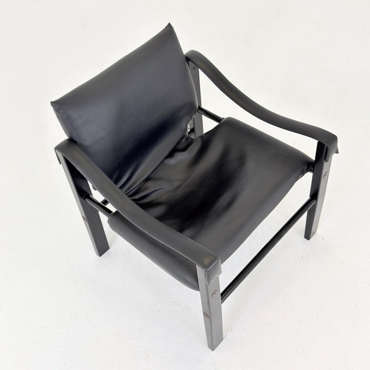 Mid century black edition leather Safari armchairs from Arkana by Maurice Burke, United Kingdom 1970s England
