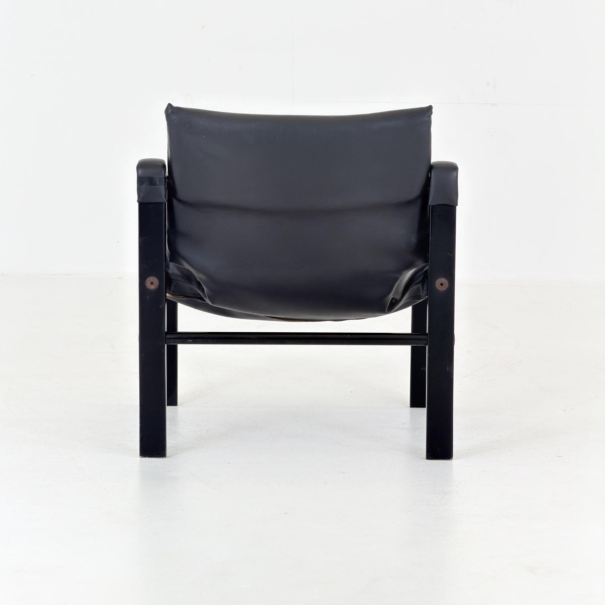 Mid century black edition leather Safari armchairs from Arkana by Maurice Burke, United Kingdom 1970s England