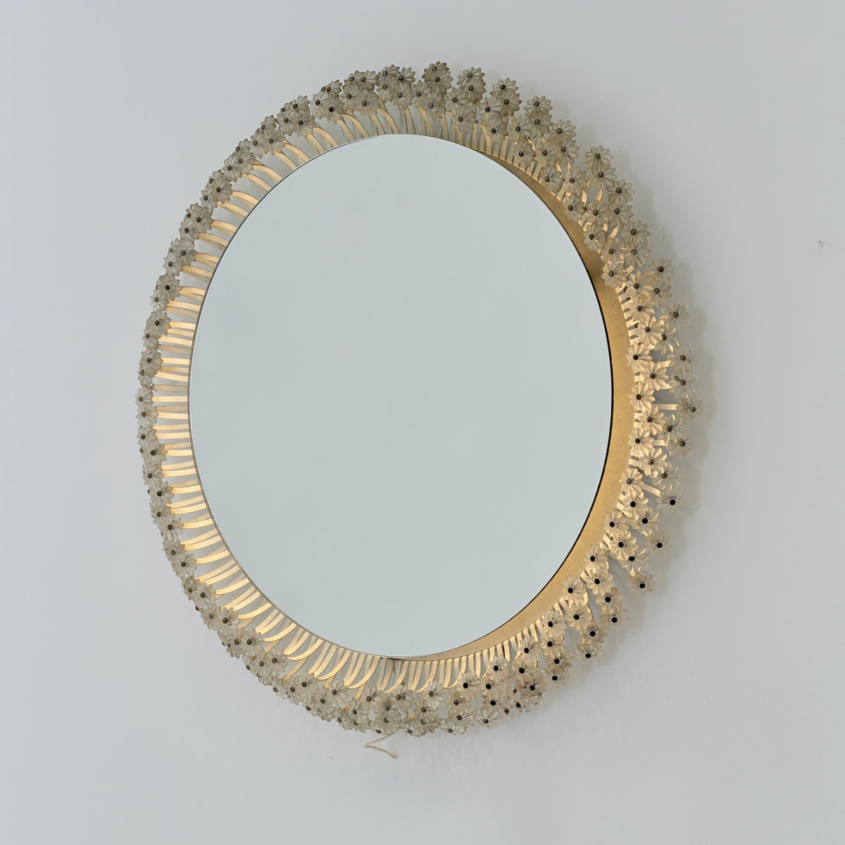 Mid Century Backlit Round Wall Mirror by Emil Stejnar for Rupert Nikoll, 1960s Germany