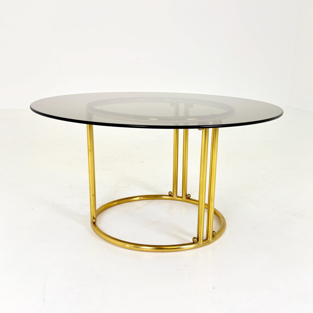 Mid Century Italian Brass & Smoked Glass Coffee Table, 1970s Italy