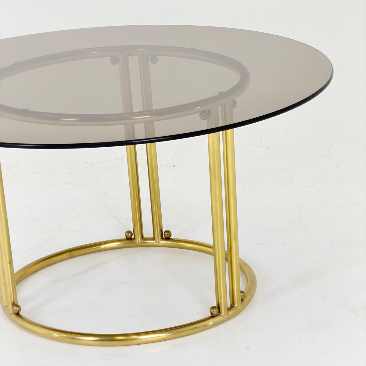 Mid Century Italian Brass & Smoked Glass Coffee Table, 1970s Italy