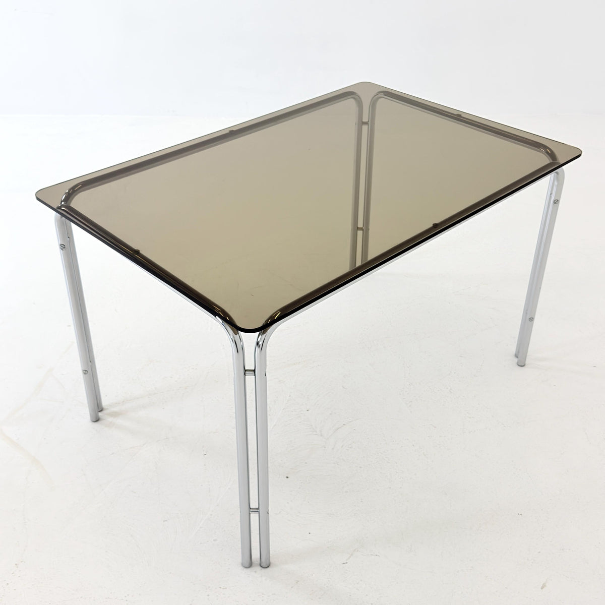 Mid Century Smoked Glass Dining Table by Huwa-Spiegel Parsol, West Germany 1970s