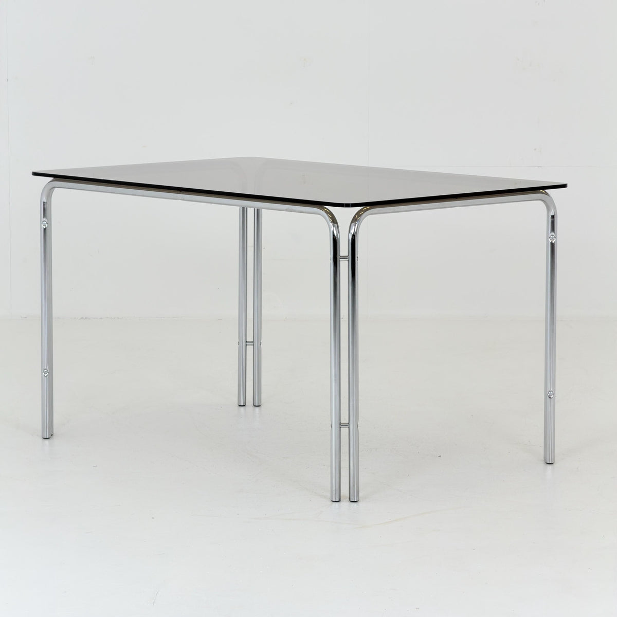 Mid Century Smoked Glass Dining Table by Huwa-Spiegel Parsol, West Germany 1970s