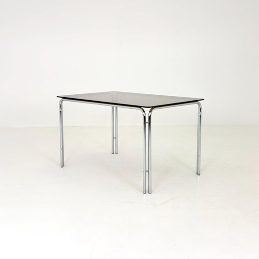 Mid Century Smoked Glass Dining Table by Huwa-Spiegel Parsol, West Germany 1970s