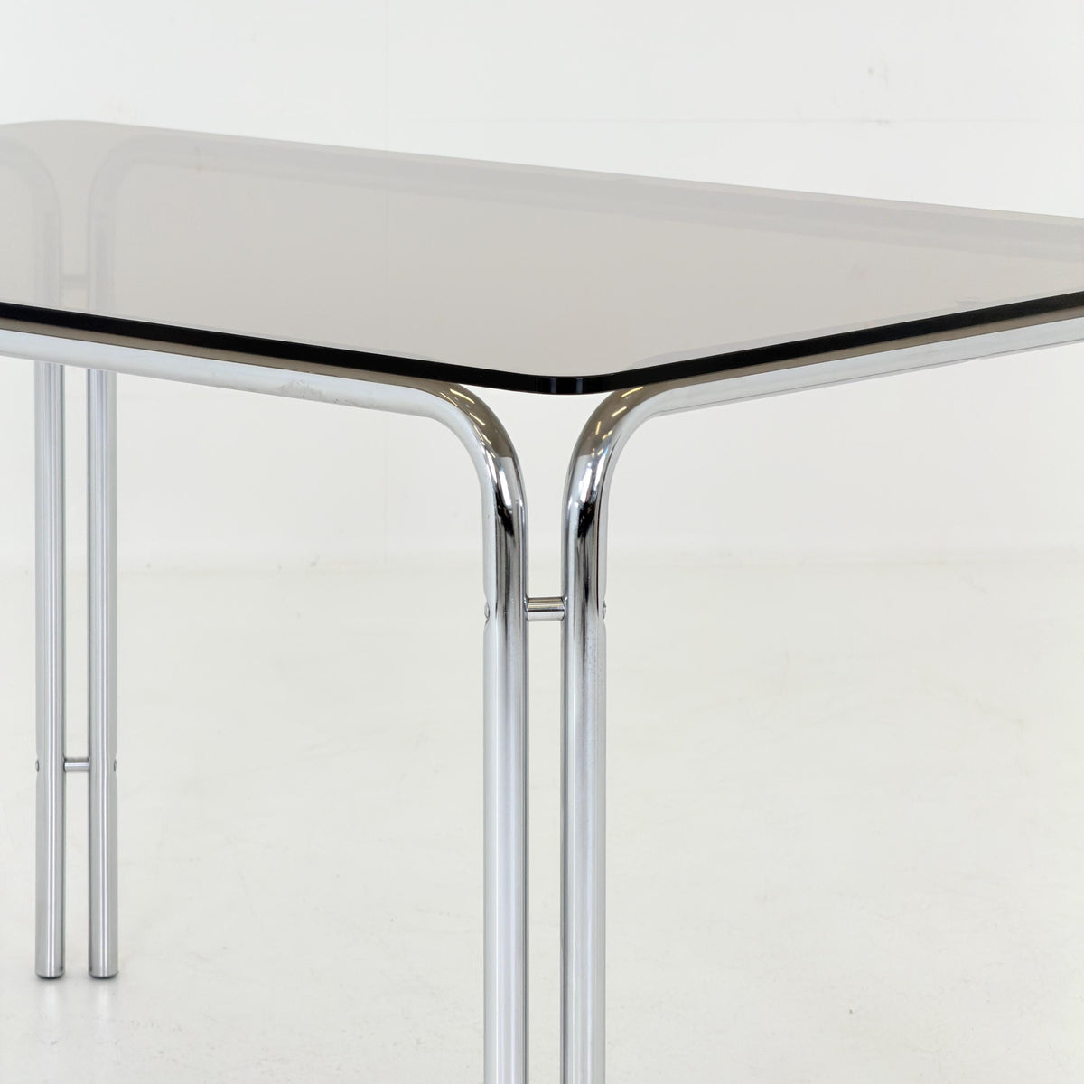 Mid Century Smoked Glass Dining Table by Huwa-Spiegel Parsol, West Germany 1970s