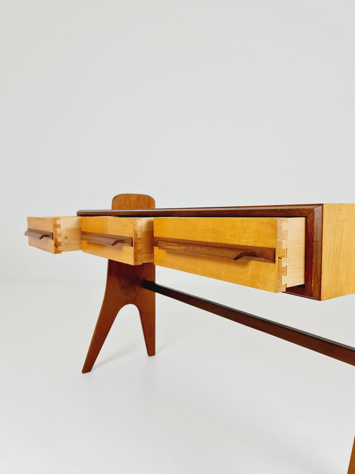 Rare German mid-century Ash and Walnut sideboard /Make up Table By Karl Nothelfer , 1950s
