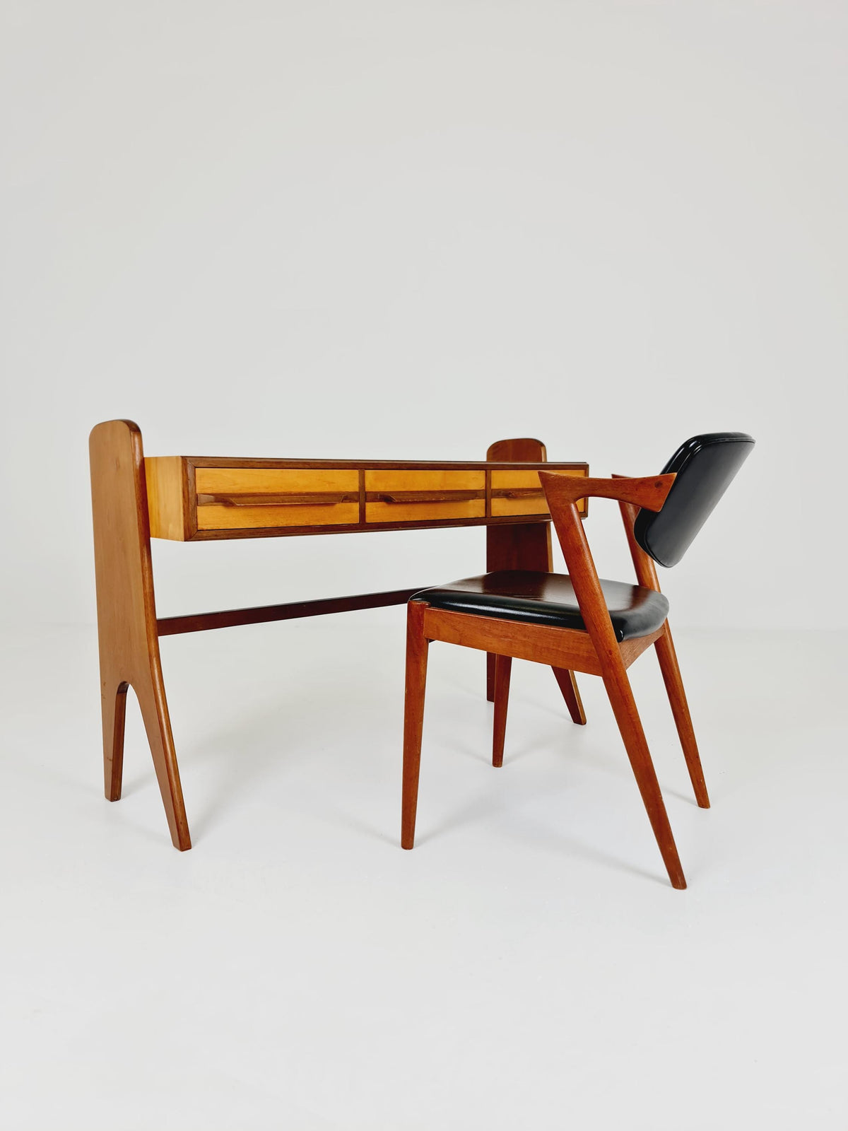 Rare German mid-century Ash and Walnut sideboard /Make up Table By Karl Nothelfer , 1950s