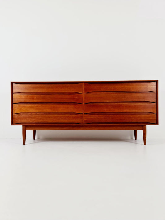 Rare Vintage Mid century Danish Sideboard 8 Drawers by Johannes Aasbjerg 1960s