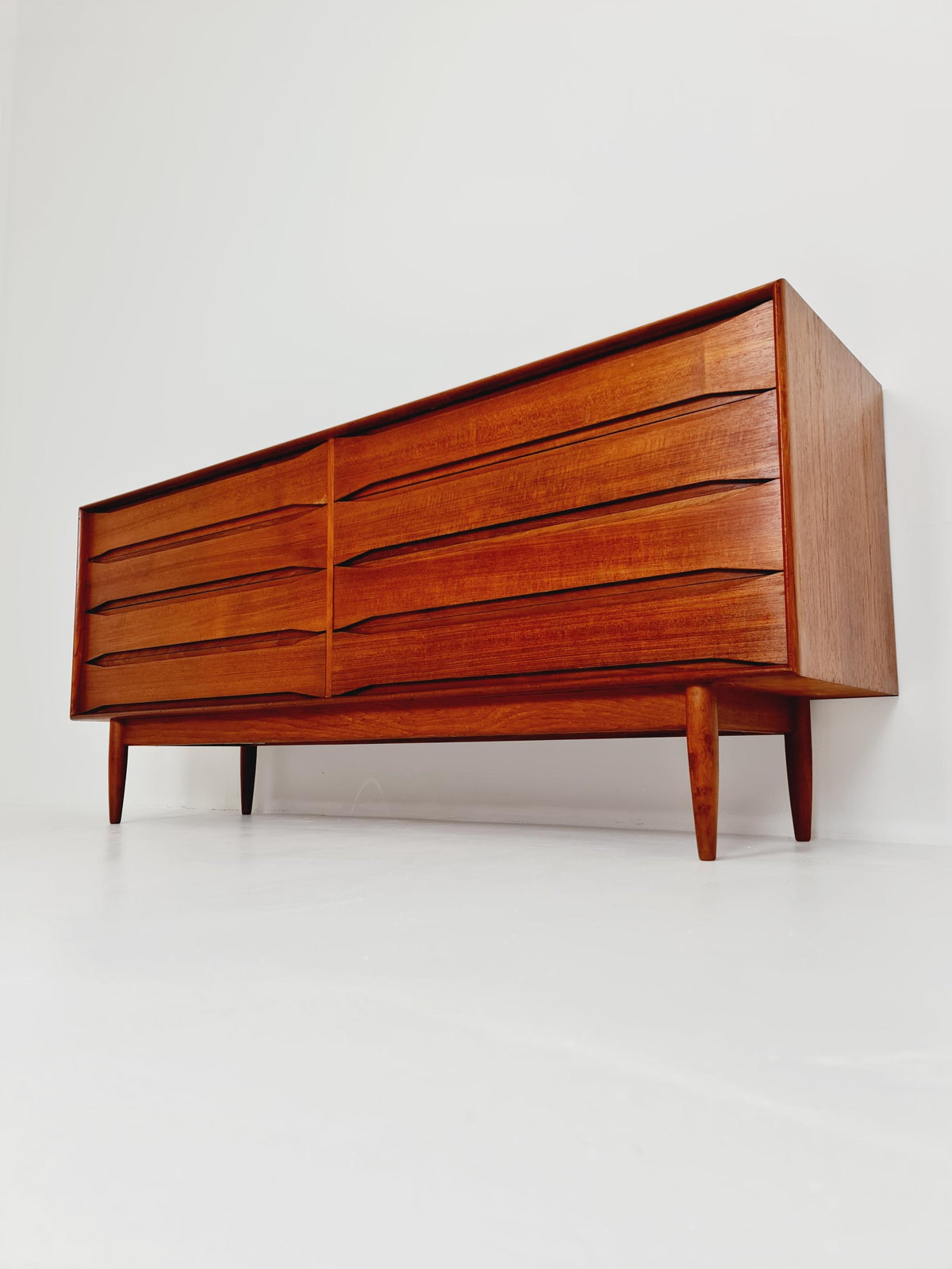 Rare Vintage Mid century Danish Sideboard 8 Drawers by Johannes Aasbjerg 1960s