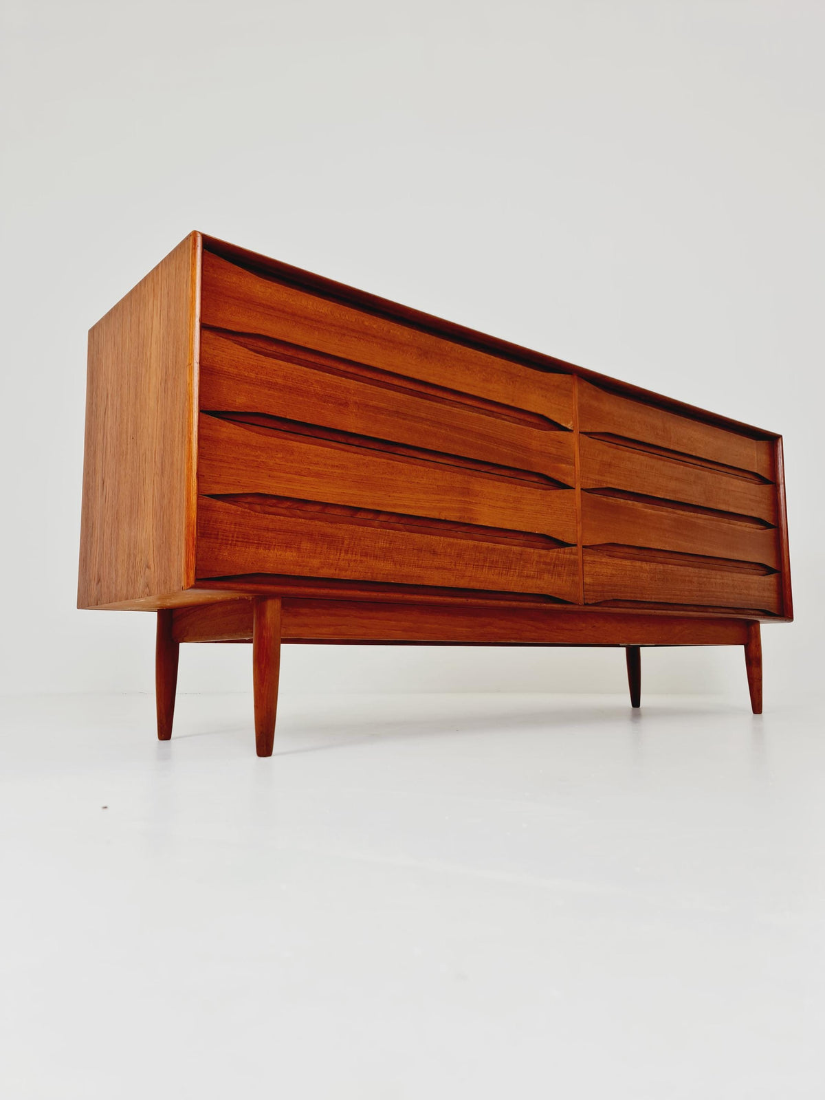Rare Vintage Mid century Danish Sideboard 8 Drawers by Johannes Aasbjerg 1960s