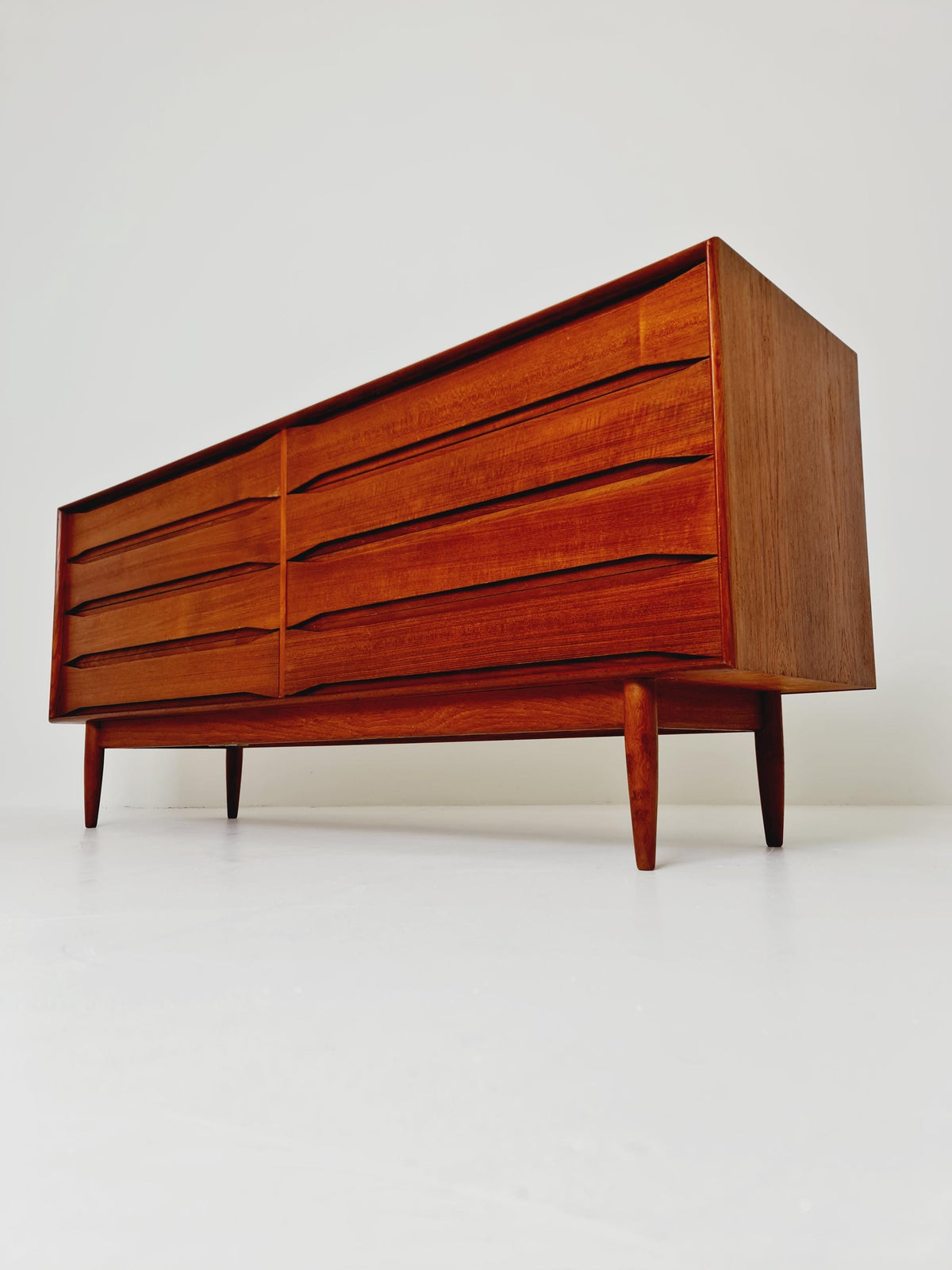 Rare Vintage Mid century Danish Sideboard 8 Drawers by Johannes Aasbjerg 1960s