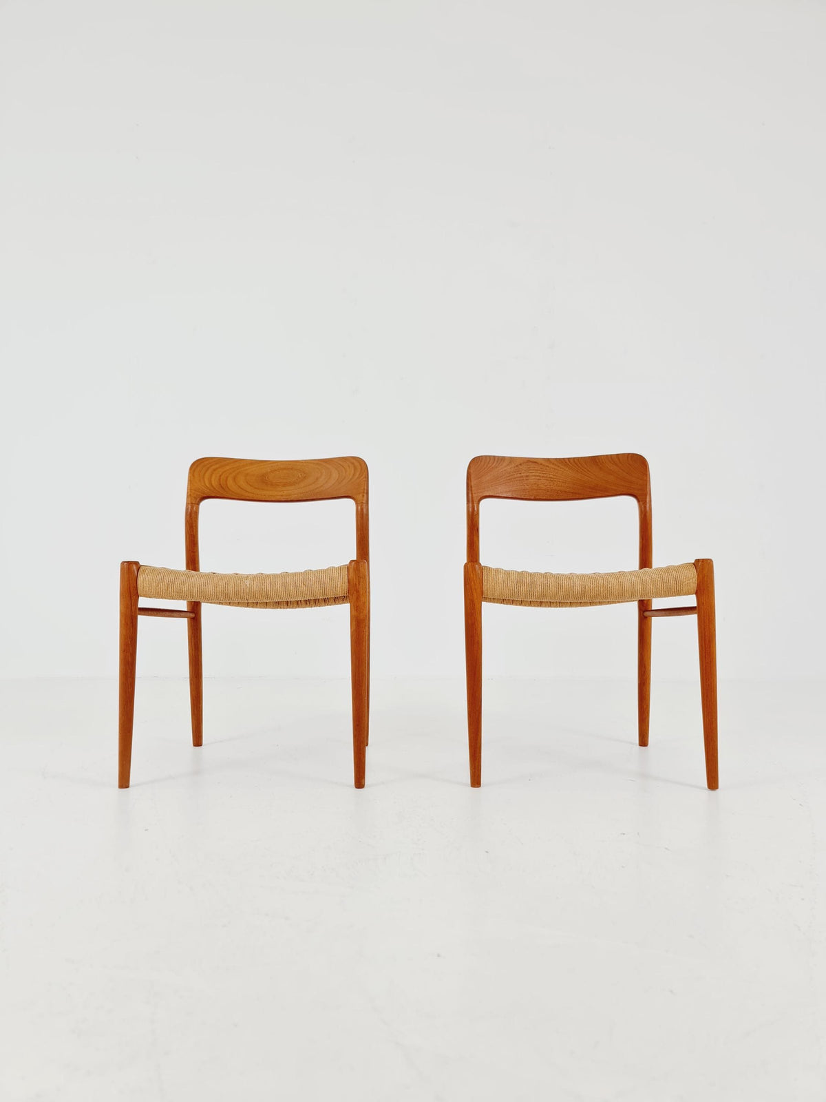 Mid Century Danish Teak Dining Chair Niels O.Moller, 1960s model 75 Set of 2